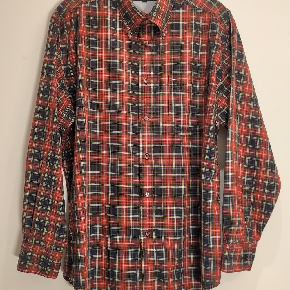 π2/40πVntg Tommy Hilfiger Men's Shirt Red Plaid Long Sleeves Button up Shirt - Picture 4 of 16